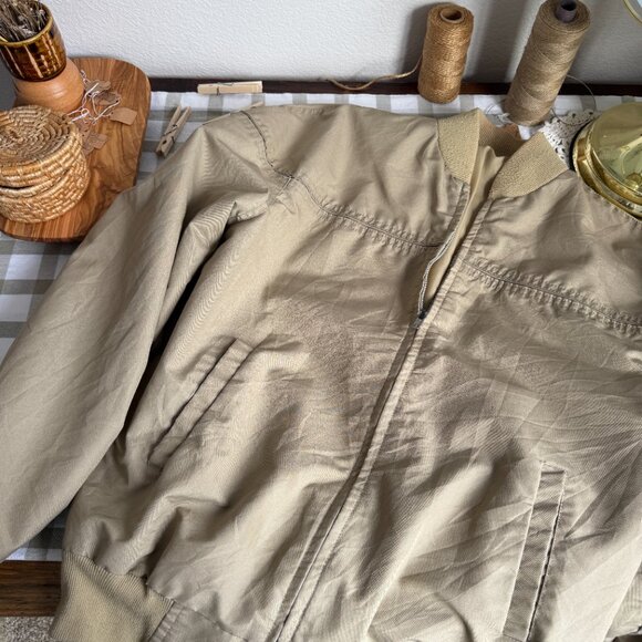 Vintage Khaki Dad Grandpa Utility Bomber Jacket - L - Picture 4 of 4